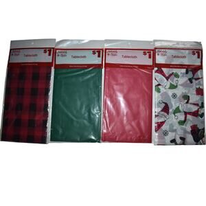 New 12 Pack Christmas Vinyl Tablecloth Table Cover Red Black Buffalo Plaid